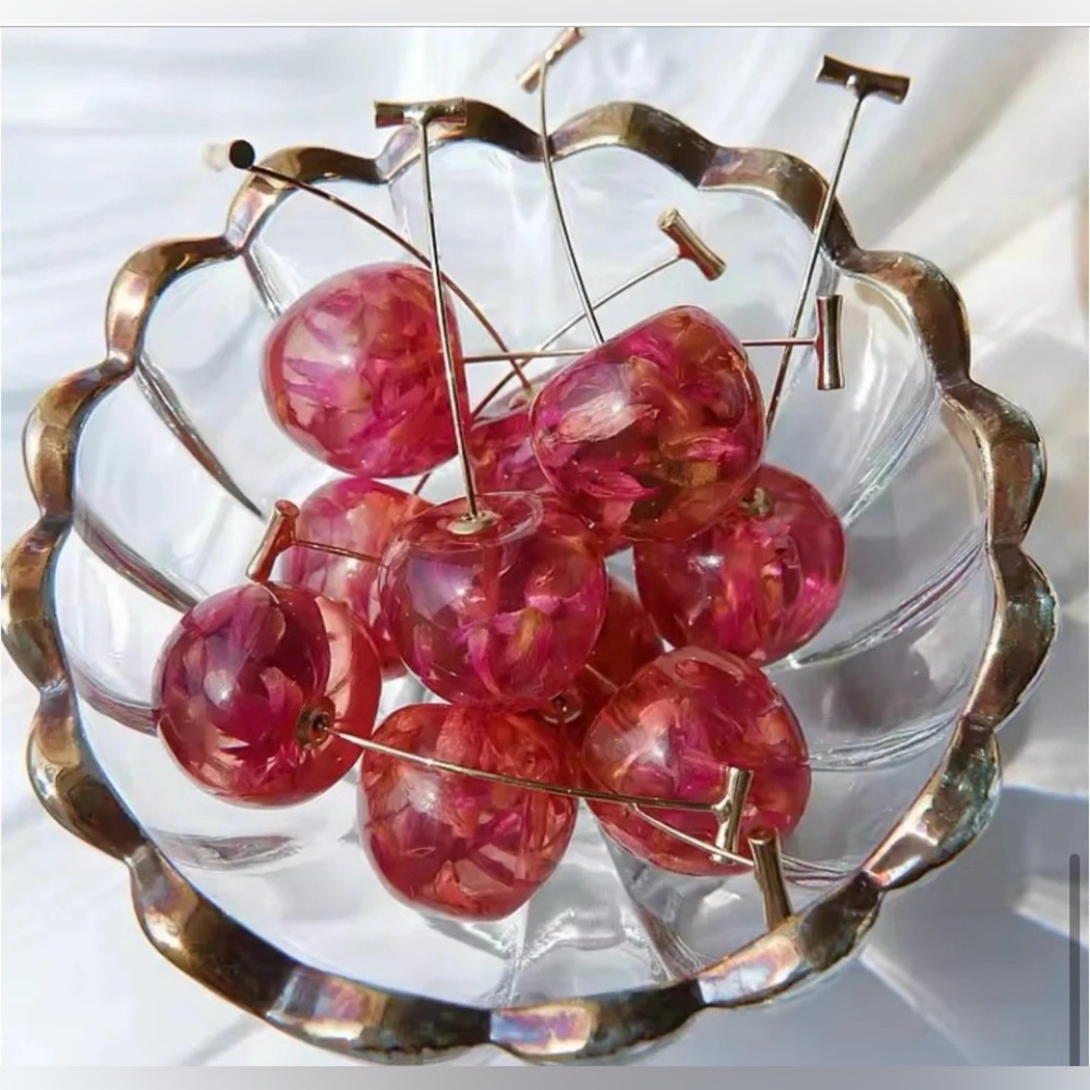 Anthropologie Cherry Red Drop  Earrings | New - Picture 5 of 11